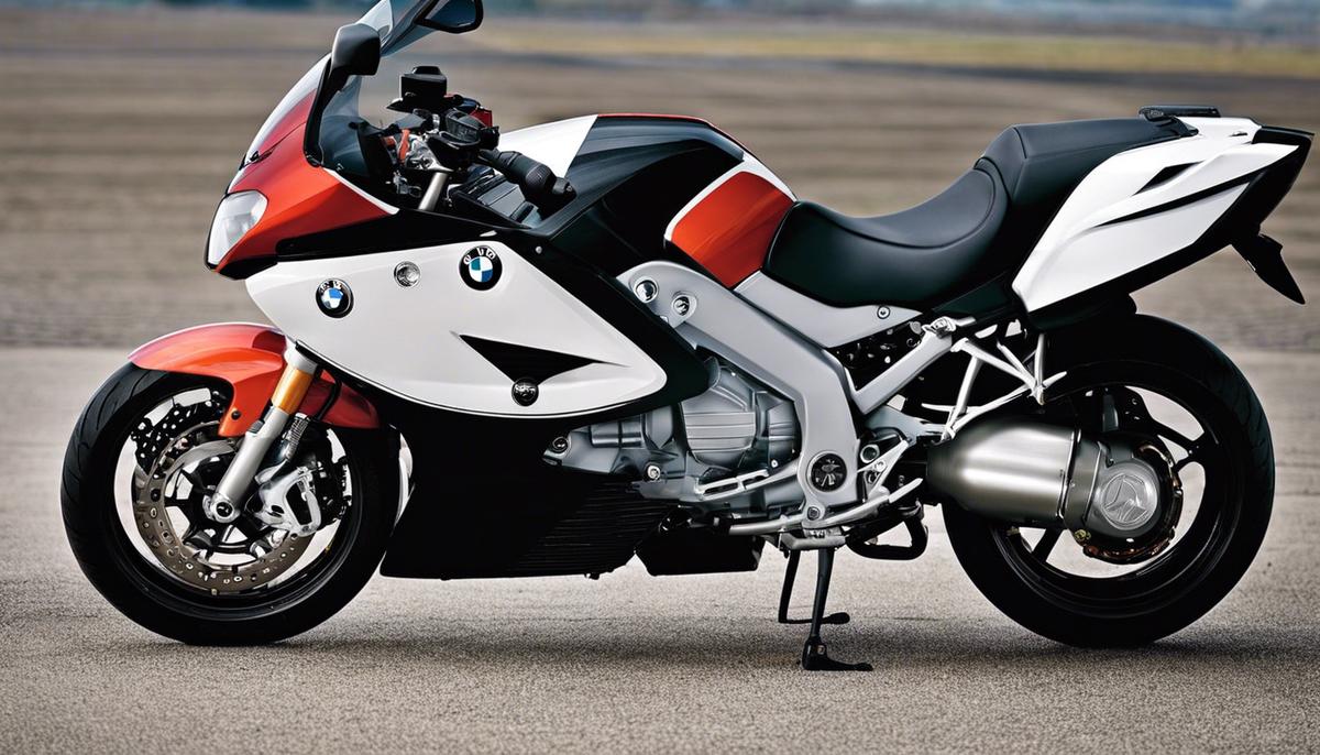 The BMW K 1200 RS, showcasing its power and finesse on the track